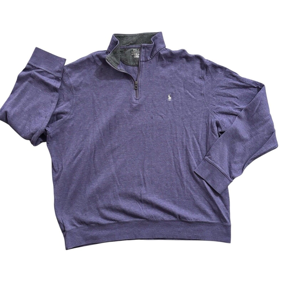 Polo Ralph Lauren 1/4 Zip Pullover Sweater Men's XXL Lavender Purple Preppy